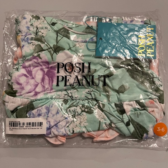 🌸NWT Posh Peanut Erin Short Sleeve Peplum Top & Bloomer Set size 3-6 months - Picture 11 of 11
